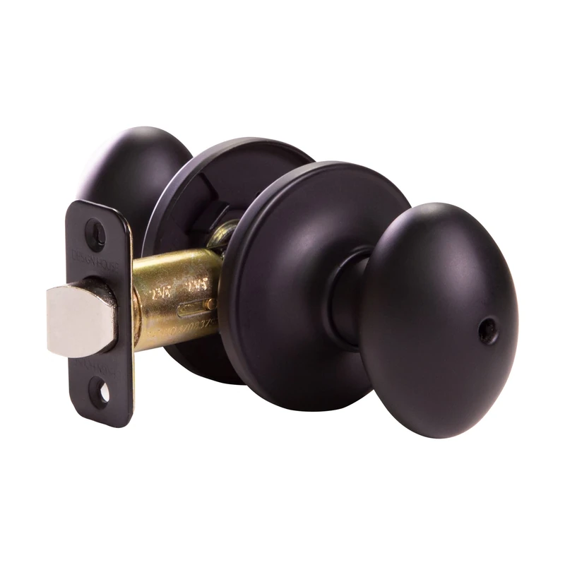 Design House 779181 Egg Privacy Bed and Bath Door Knob, Matte Black