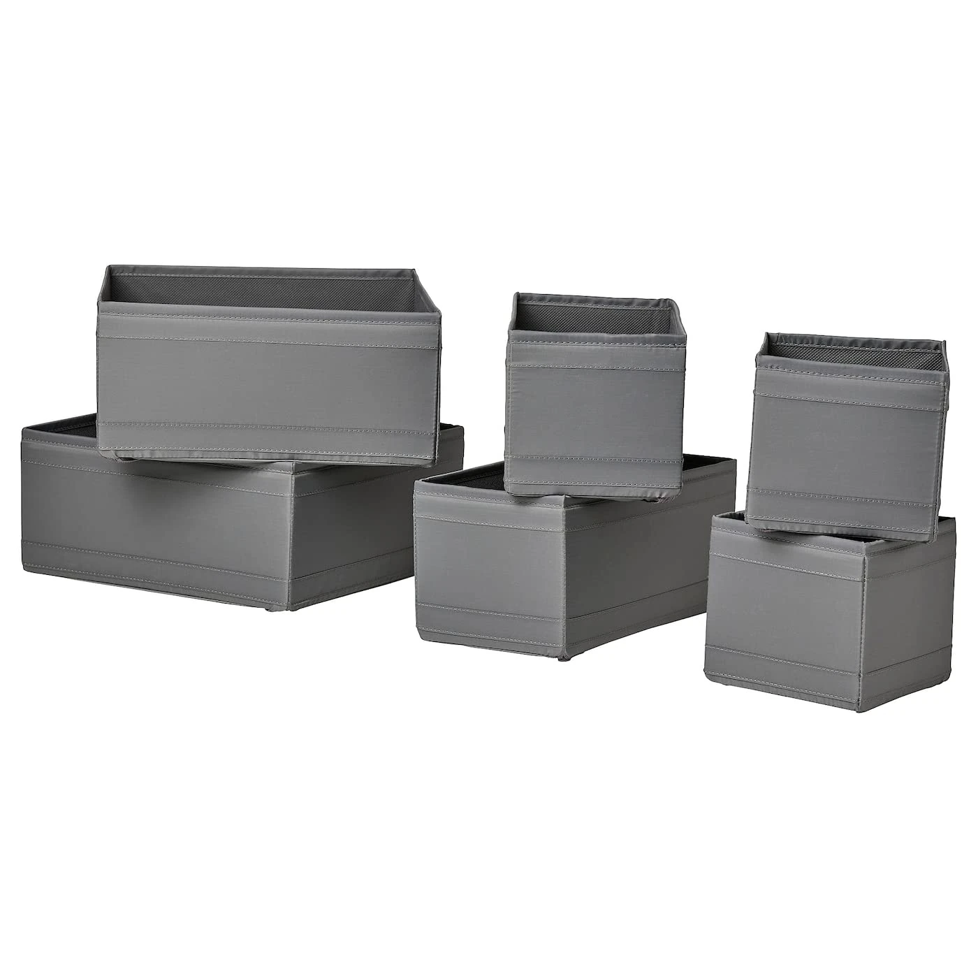 IKEA SKUBB box, set of 6, dark grey