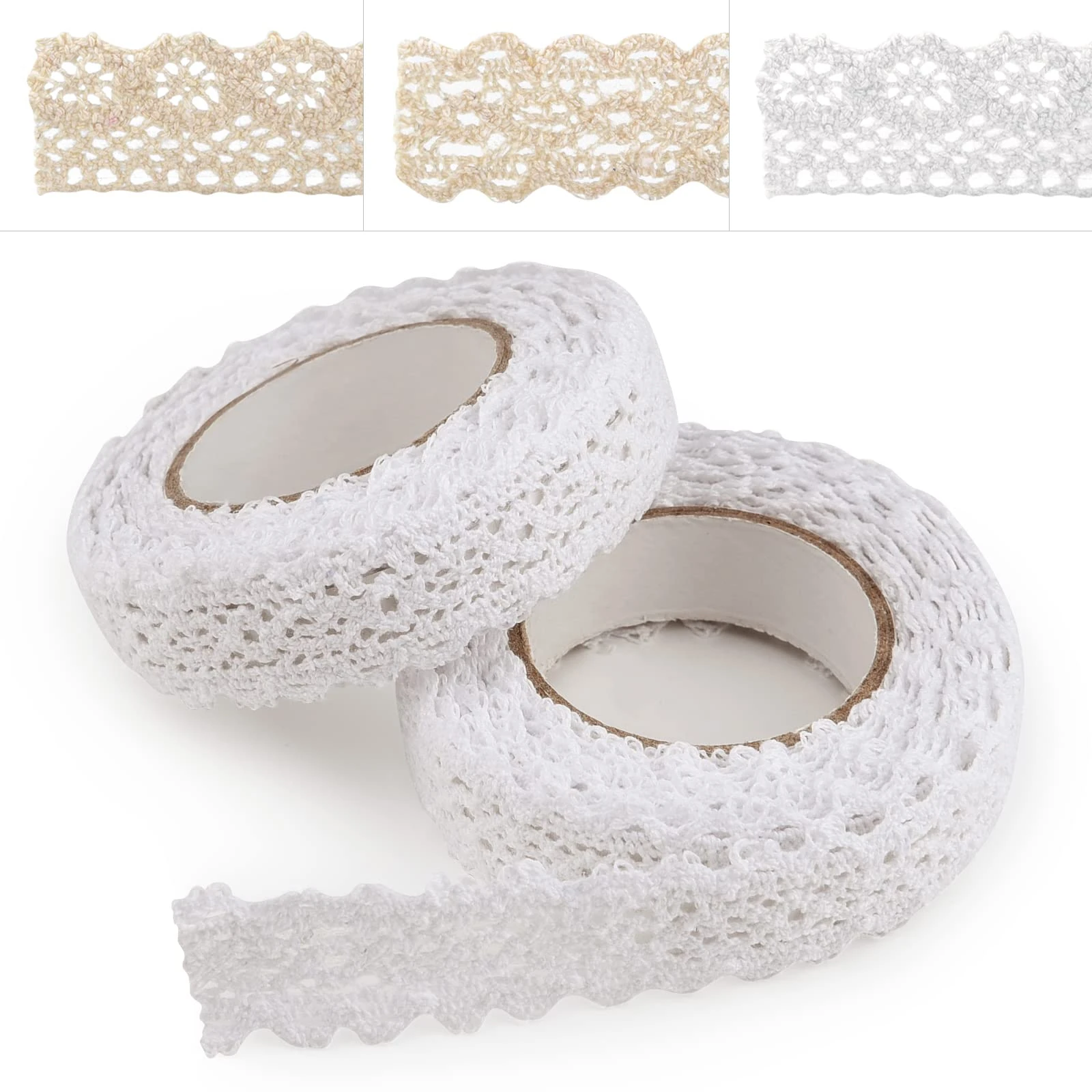 ASTARON Vintage Lace Ribbon Beige Lace Tape, Self Adhesive Decorative Border Ribbon for Crafts Wedding Decoration Scrapbooking Gift Box (Style B - White)