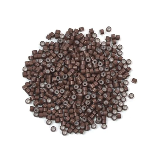 200 Pcs Silicone Lined Micro Links Hair Extensions Beads 4.0 mm Hair Tinsel Beads for Hair Extensions (Brown)