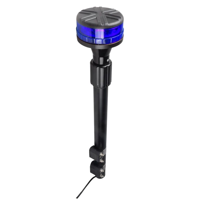 Ryme Automotive Rotating LED Emergency Approved 12V-24V Blue Warning with Telescopic Extendable Mast from 650 mm to 1000 mm for Motorcycles