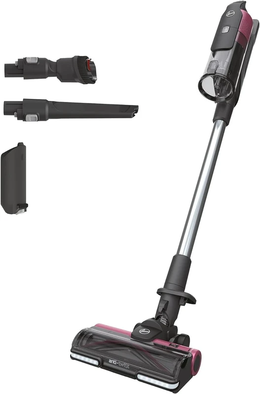 Hoover HF9 Bagless Cordless Vacuum Cleaner - 60 Minutes Running Time with 2 Batteries - Powerful Cordless Cordless Cordless Vacuum Cleaner - Anti-twist Nozzle with LED Light for All Floor Types, Home