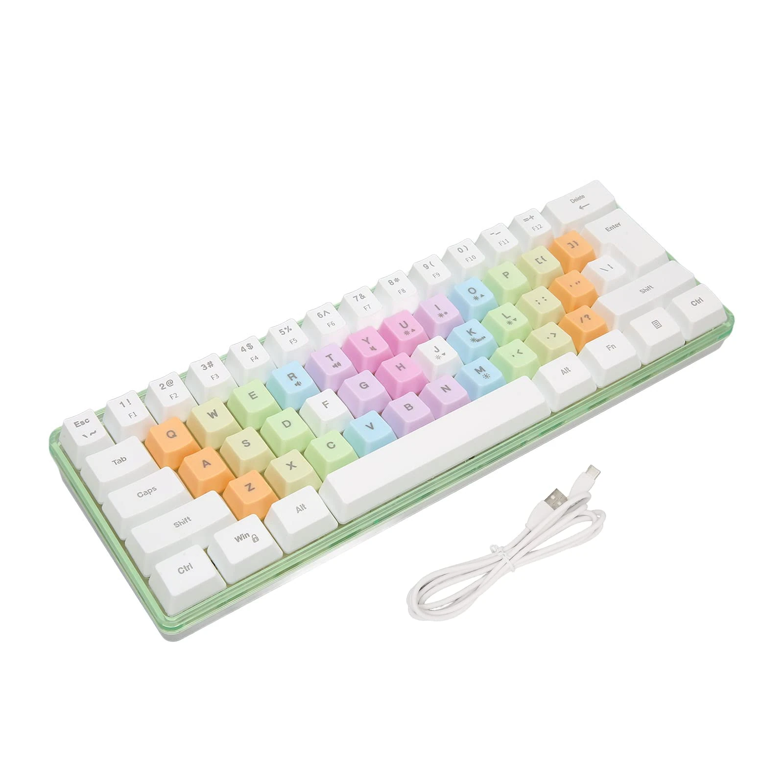 Gugxiom Wired 60% Mute Mechanical Gaming Keyboard, 61 Keys, 9 RGB Modes, Portable for FPS Gamers, Office (White)