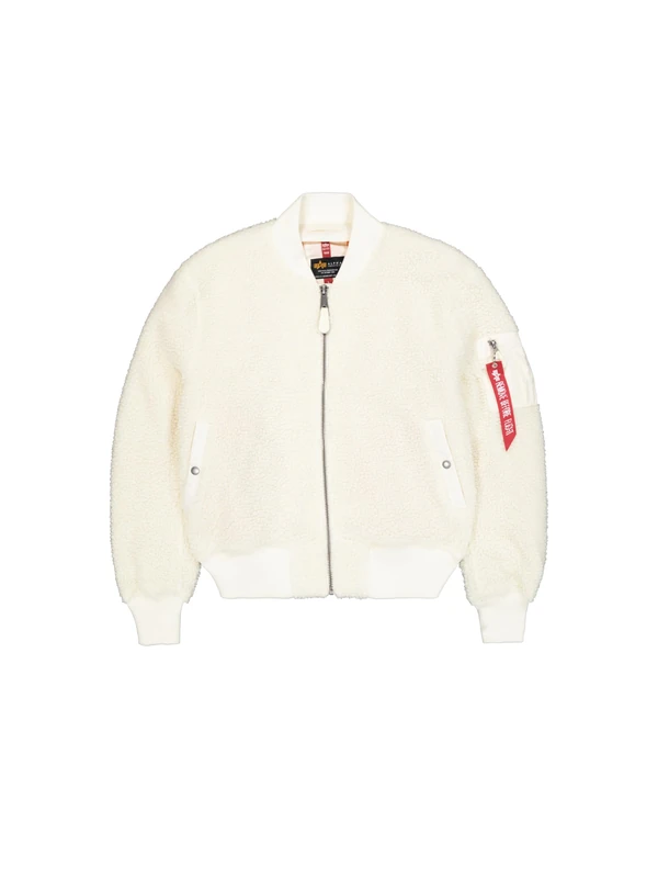 Alpha Industries MA-1 Teddy Bomber Jacket for Men Off White