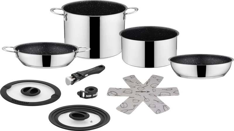 BRUNNER 0804033N Stainless Steel Popote Cookware, Academy High NG 7+1 Diámetro 22, Suitable for Gas