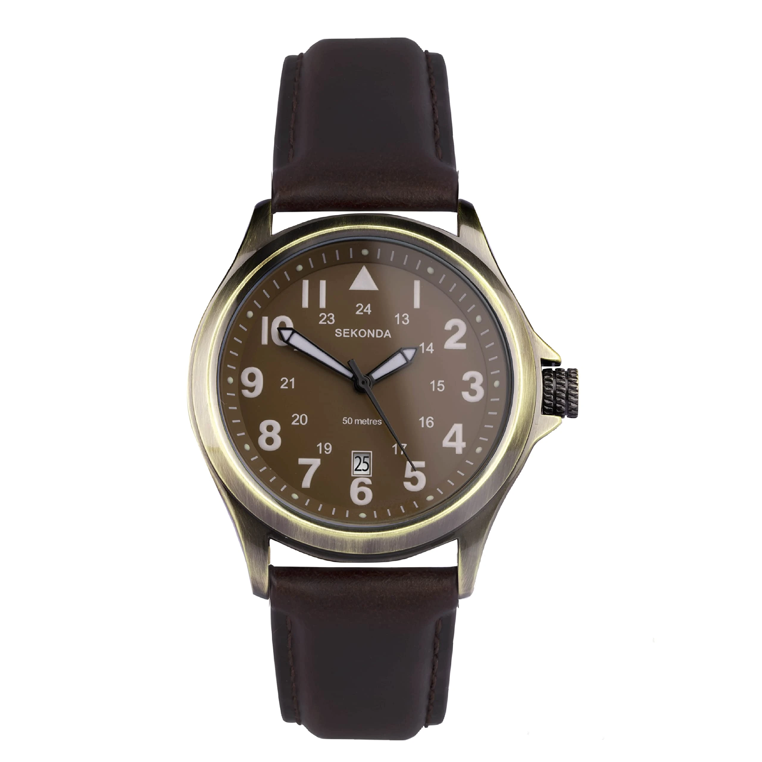 Sekonda Altitude Men’s 43mm Quartz Watch in Brown with Analogue Display, and Brown Leather Strap 30034
