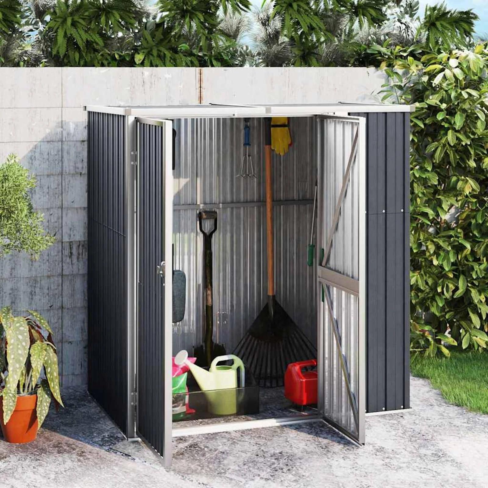 Gecheer Tool shed anthracite 161x89x161 cm galvanized steel Lawn, garden Model316211