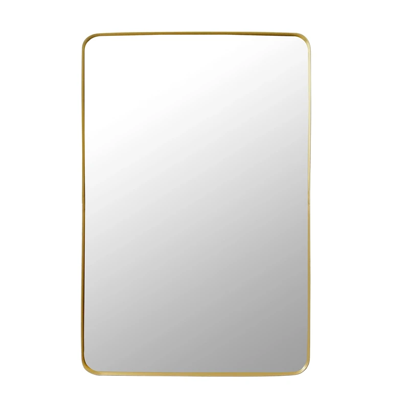 LW Collection Wall Mirror Gold Rectangle 61 x 91 cm Metal - Large Mirror Wall - Industrial - Living Room Hallway - Bathroom Mirror
