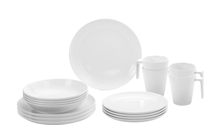 Brunner 0830160N.C7T Melamine Dishes and Cups Set 16 Pcs Spherica Set