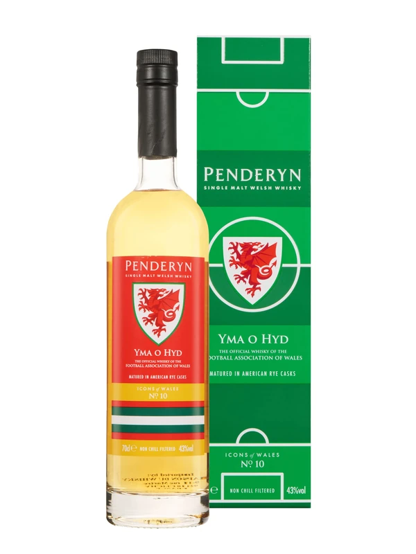 Penderyn YMA O HYD Single Malt Welsh Whisky - Icons of Wales No# 10, 70cl, 46% ABV, Official Campaign Whisky Wales, 2022 World Cup, Collectible Gift Presented in Premium Gift Box