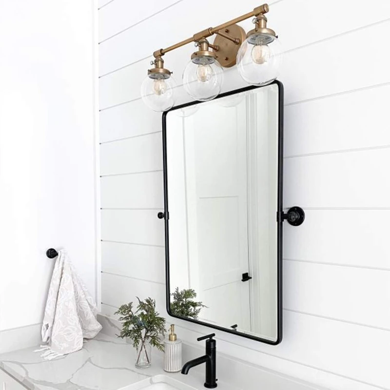 TEHOME 20x24'' Pivot Mirror for Bathroom Matt Black Tilt Beveled Mirror Rectangle Bathroom Mirror Pivoting Metal Framed Vanity Mirrors for Wall, Vertical