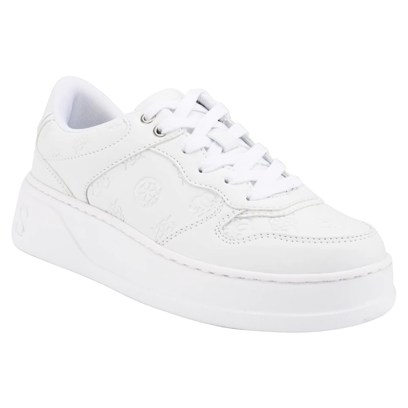 GUESS Women's Cleva Sneaker, White, 5 UK