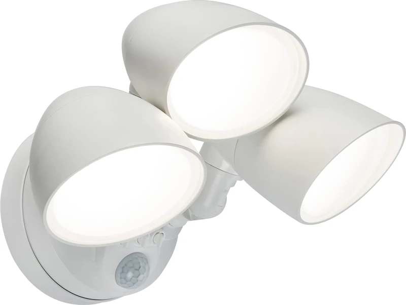 Knightsbridge 110-230V IP65 Triple Head White 30W Security Floodlight with PIR, Sensor, CCT and Manual Override
