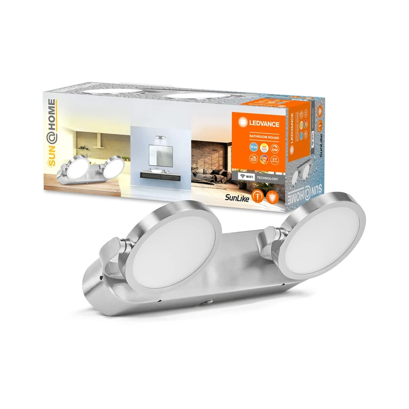 LEDVANCE Sun@Home Bathroom Light 300mm IP44, 14W, 1040lm, Adjustable White Light (2200K to 5000K), steplessly controllable, dimmable, Automatically adapts Light to biorhythm, IP44 Protection, Chrome