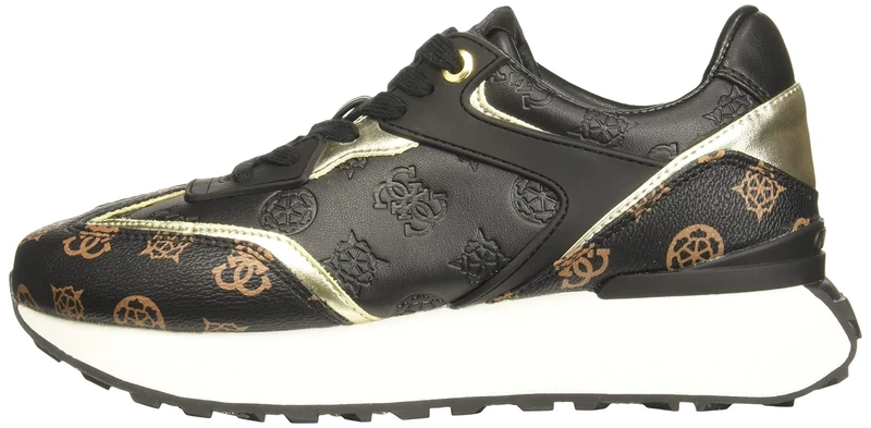 GUESS Women's Luchia Sneaker, Black Multi, 3 UK