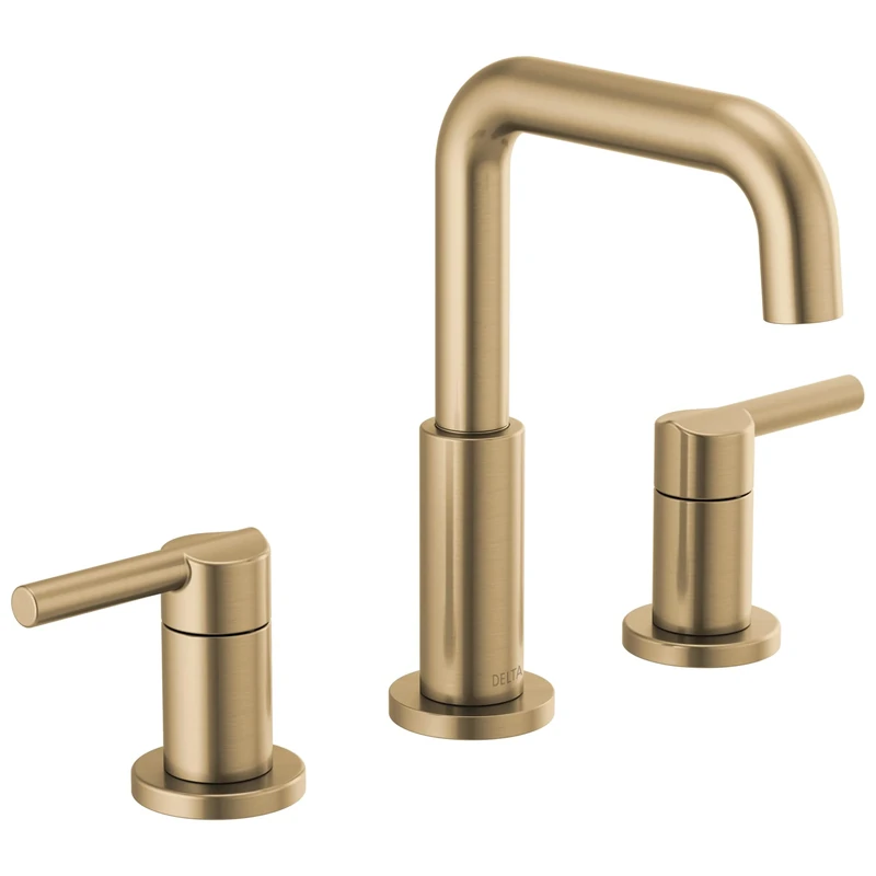 Delta Nicoli 3 Hole Widespread Bathroom Faucet, Gold, 2 Handle, Drain Assembly Included, WaterSense, Limited