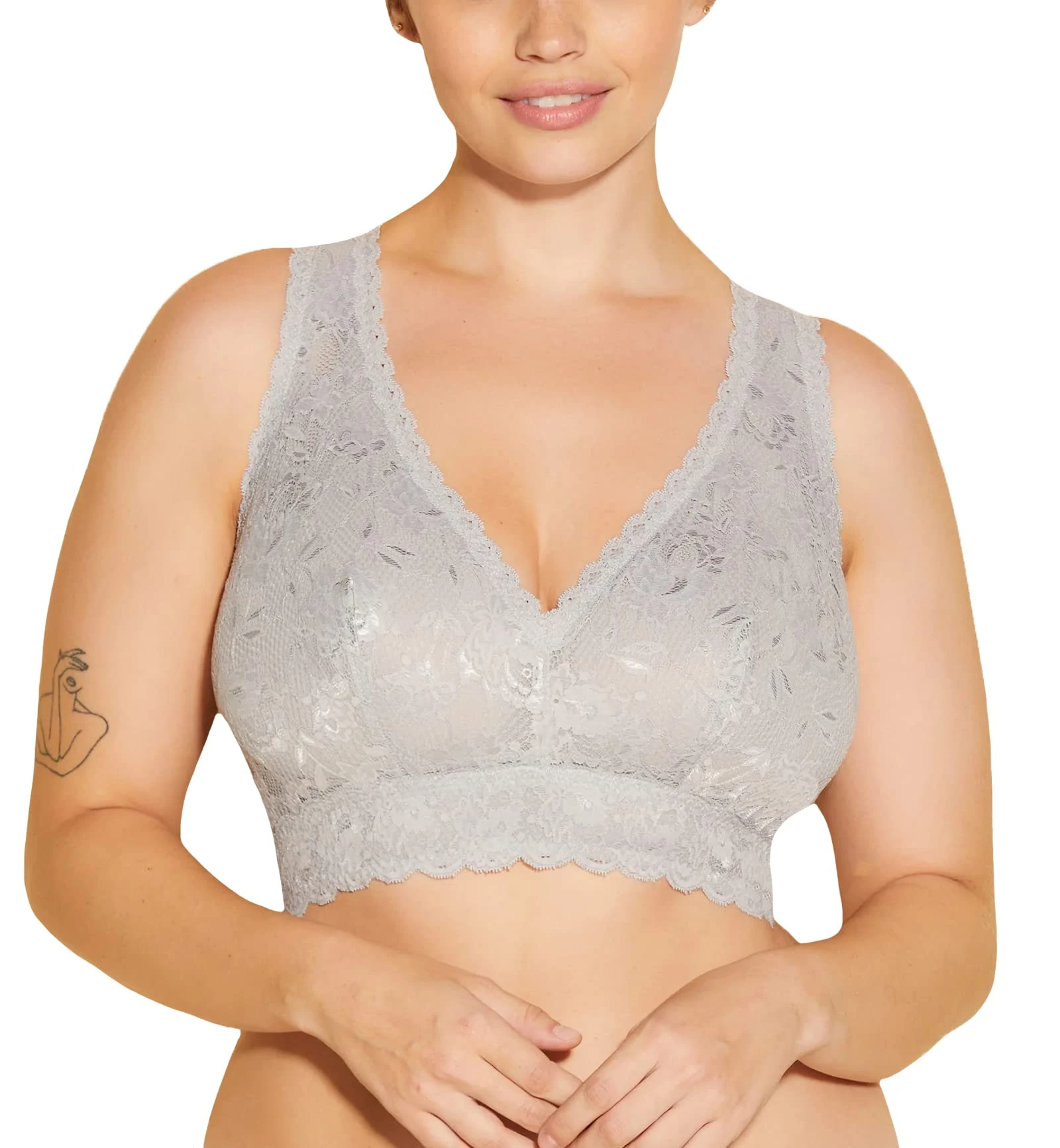 Cosabella Women's Say Never Super Curvy Racie Racerback Bralette Plunge Bra, Varanasi Gray, S