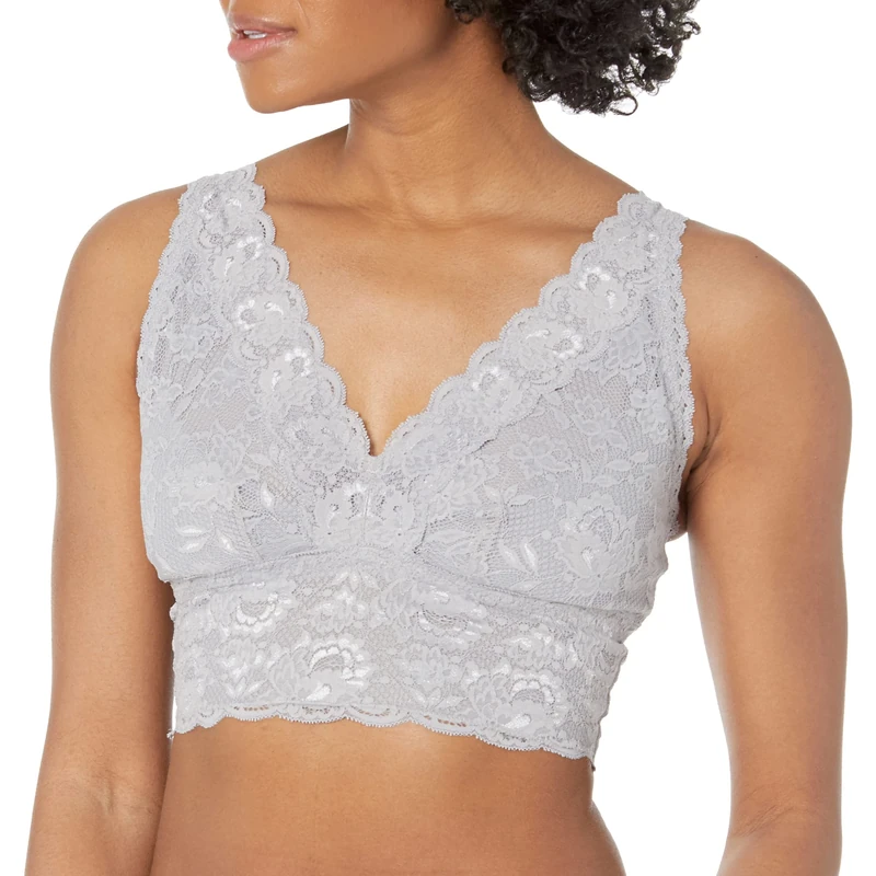 Cosabella Women's Say Never Curvy Plungie Longline Bralette Plunge Bra, Opaque, Varanasi Gray, S