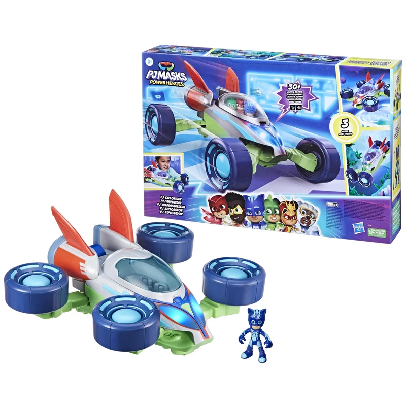 PJ Masks Power Heroes PJ Explorider, Converting Vehicle with 3 Modes, Lights & Sounds, Toys