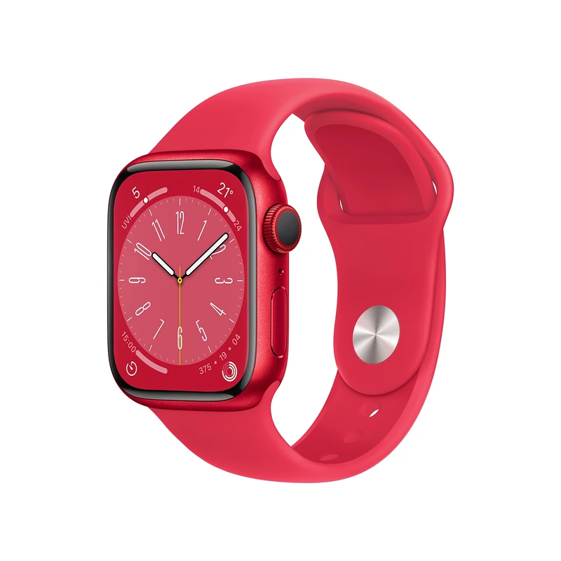 Apple Watch Series 8 (GPS, 45 mm) Smartwatch - Aluminiumgehäuse Product(RED), Sportarmband Product(RED) - Regular. Fitnesstracker, Blutsauerstoffund EKGApps, Always-On Retina Display, Wasserschutz