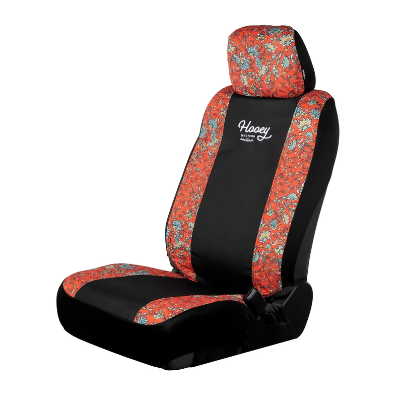 HOOey Low Back Seat Cover, Durable Bucket Seat Protection, Easy to Install Seat Covers for Car, Truck, Van, SUV, Riggin (Western Flower Red)