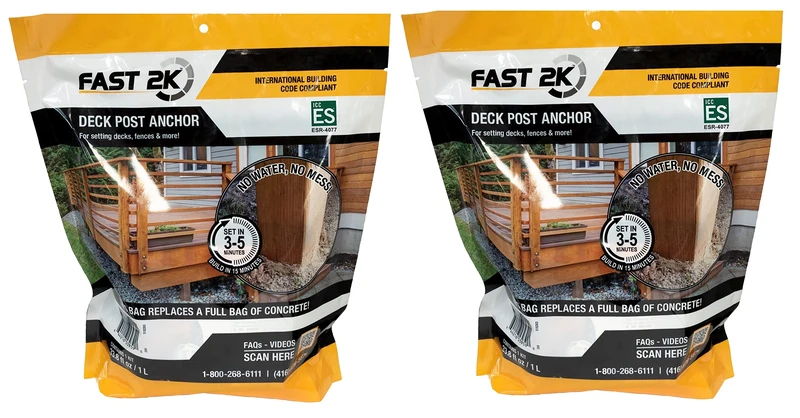 H.B. Fuller Fast 2K Deck Post Mix - 2 Pack | Expanding Foam Concrete Alternative for Deck, Fence, Mailbox & Playground Equipment Installs. Fast-Setting, Post Foam