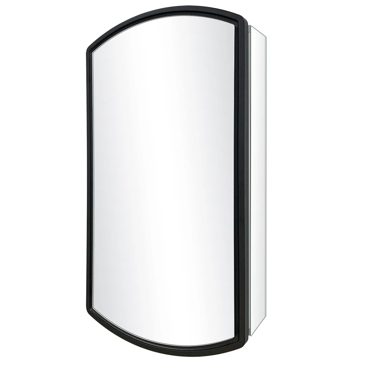 FOMAYKO Medicine Cabinet with Black Farmhouse Single Door, 16x26 inches, Aluminum Bathroom Medicine Cabinet with Mirror,Recessed or Surface Mount Bathroom Wall Cabinet