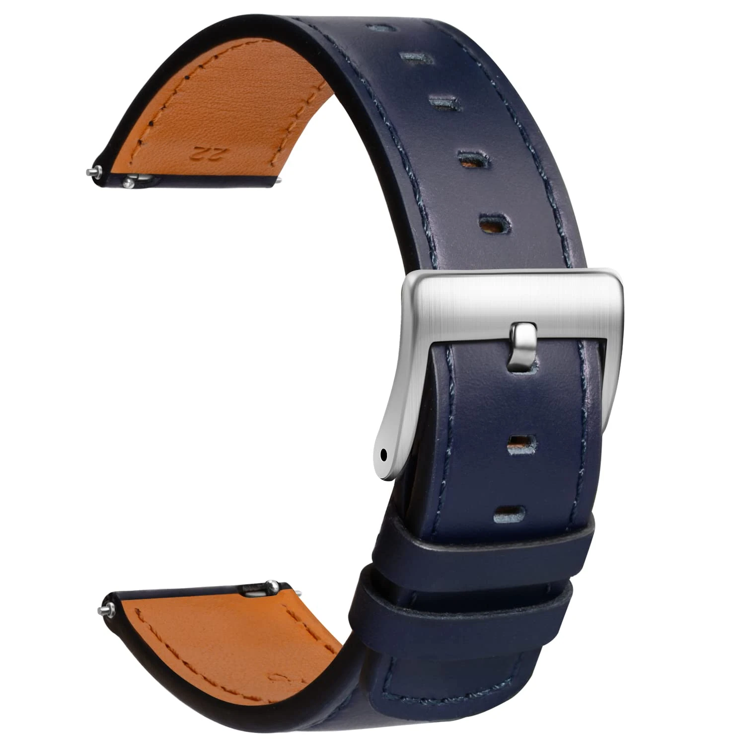 TStrap Leather Watch Strap 20mm - Quick Release Watch Band Blue Soft - Grain Watch Straps for Men Women Replacement - Smart Watch Bracelet Belt Buckle - 18mm 19mm 20mm 21mm 22mm