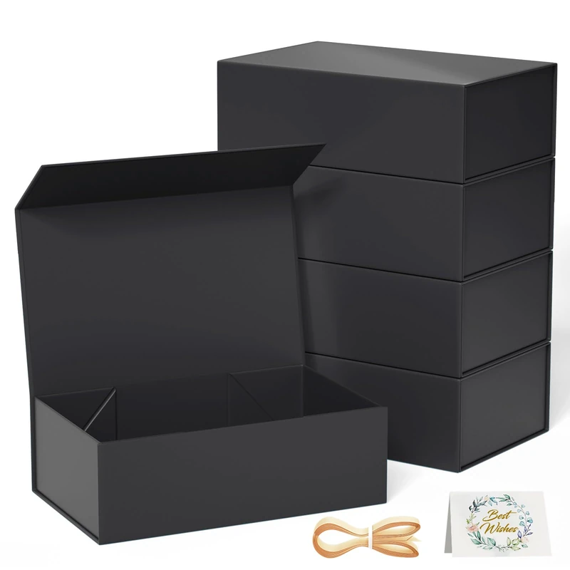 RYDDOY 5 Pack Black Gift Box, 12x6x4'' Gift Boxes with Lids for Presents