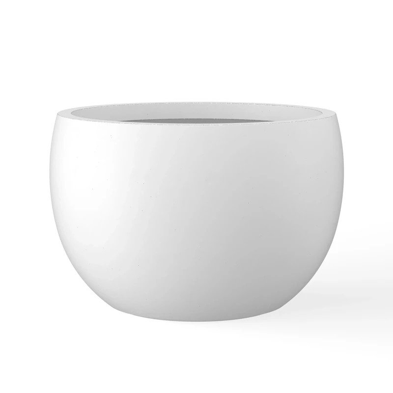 Kante Round Concrete Planter, Pure White, 19.9" D
