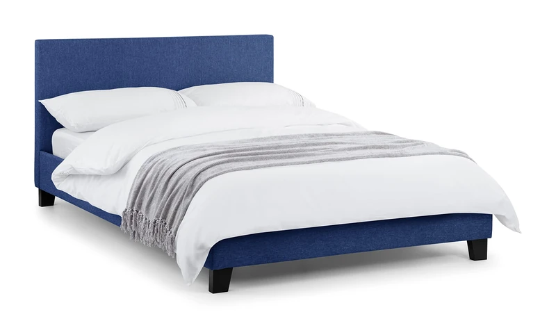 Julian Bowen Rialto Bed - Blue Linen Fabric Beds