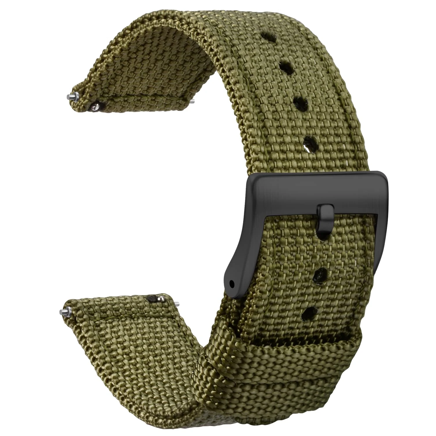 TStrap Nylon Watch Strap 18mm - Quick Release Watch Band Soft Green - Canvas Wtach Straps for Men Ladies – for Smart Watch Bracelet Replacement with Black Buckle - 18mm, 20mm, 22mm 24mm