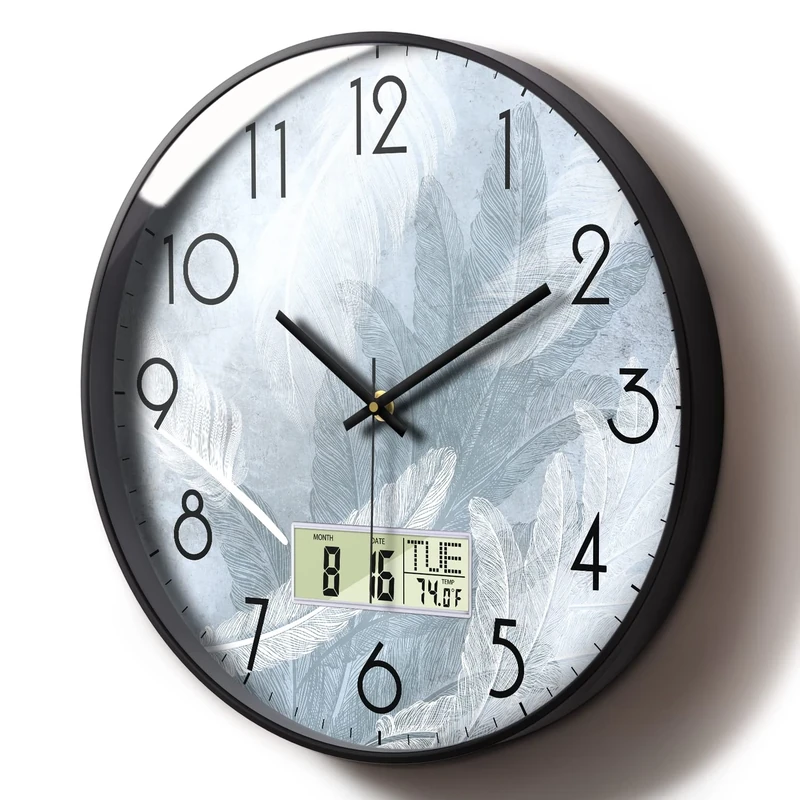 SCOAGE Silent Analogue Wall Clock Battery Operated, Colourful Non-Ticking Round for Bedroom/Living Room/Kitchen/Office (Silver, 12inch)