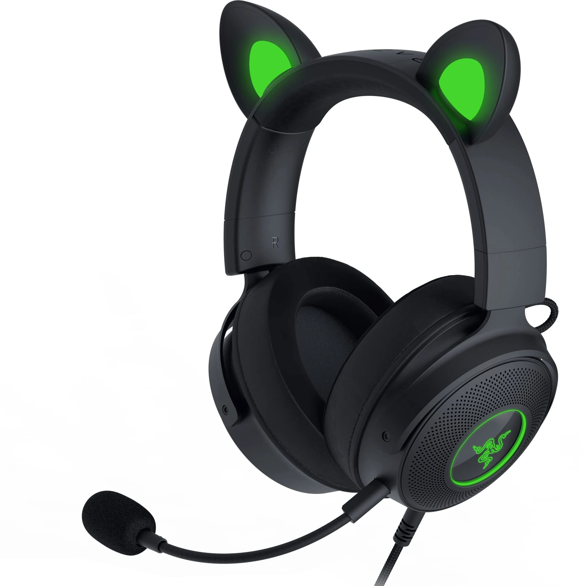 Razer Kraken Kitty Edition V2 Pro - Wired RGB Headset with Interchangeable Ears (Interchangeable Ears, Stream Reactive Lighting, TriForce Titanium 50 mm Drivers, HyperClear Cardioid Mic) Black