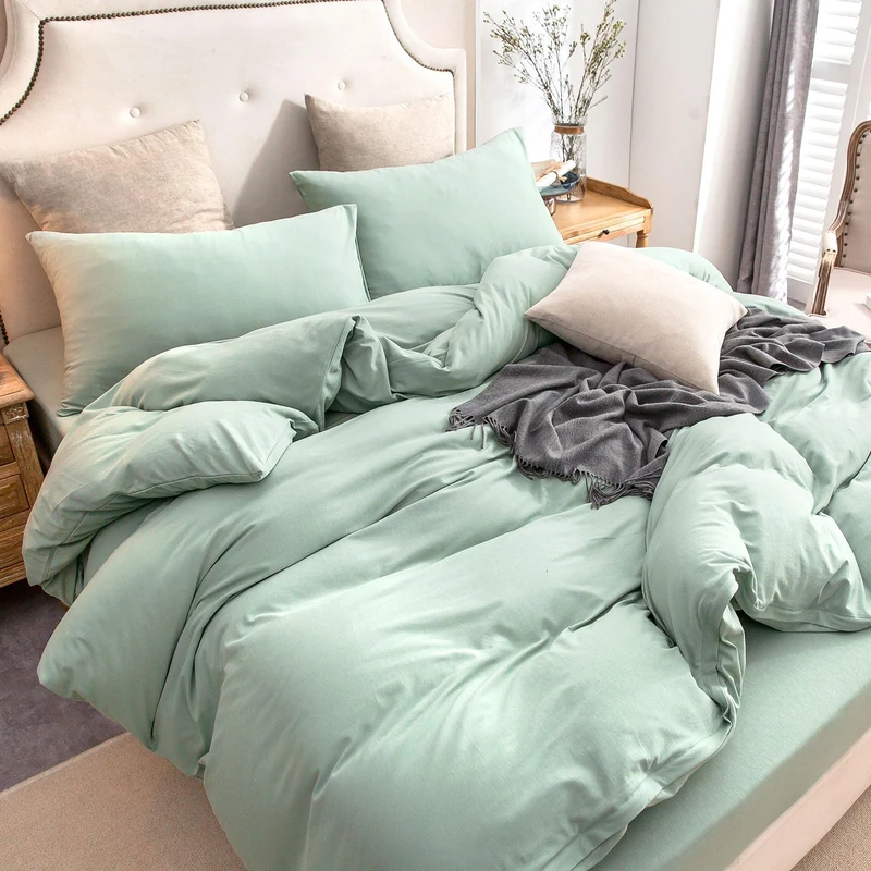 PURE ERA Jersey Knit Duvet Cover Set 100% T-Shirt Cotton Super Soft Comfy 3pc Bedding Set with Zipper Closure (Solid Sage Green, Cal King)