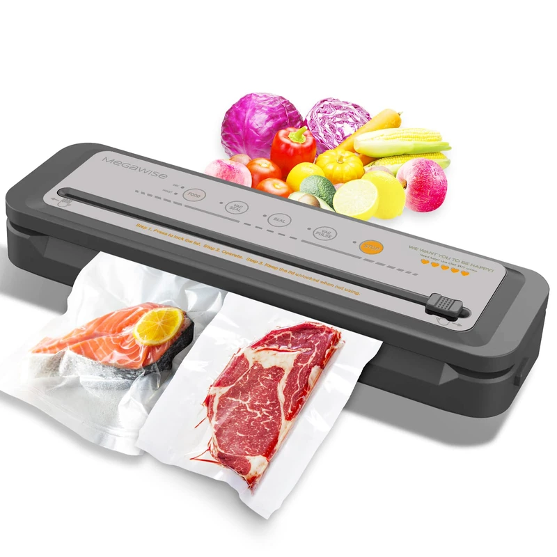 MegaWise Vacuum Sealer Machine - Powerful 80kPa Suction, Built-in Cutter, One-Touch Operation, Includes 10 BPA-Free Bags, Dry & Moist Modes, Keeps Food Fresh 5x Longer - Image 1