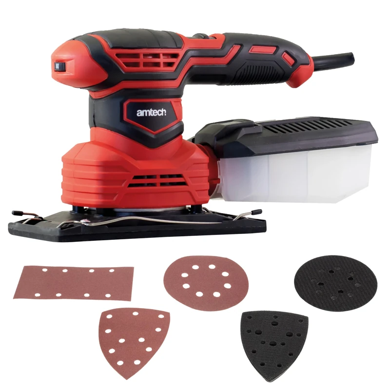 Amtech - Detail Sander for Wood with Dust Collector for a Variety of Sanding Tasks, Home DIY, Versatile 3-in-1 Electric Sanding Machine, Easy to Use with Long Reach 2.4m Cable (230V, 200W)