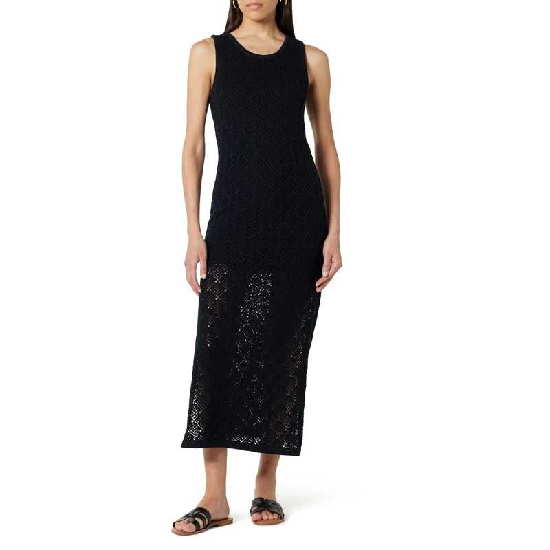 The Drop Ritu Crochet Maxi Dress, Black, XL - Image 1