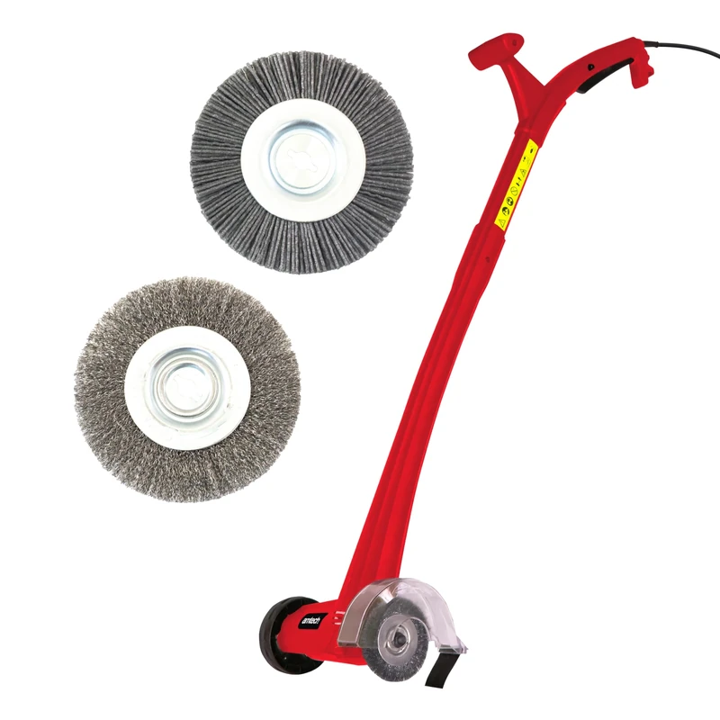 Amtech - Patio Brush and Electric Weeder for Removing Moss and Dirt from Driveways, Decks, and More, Easy to Use with Long Handle, Ergonomic and Lightweight, Non-Marking, Corded with 3m Cable