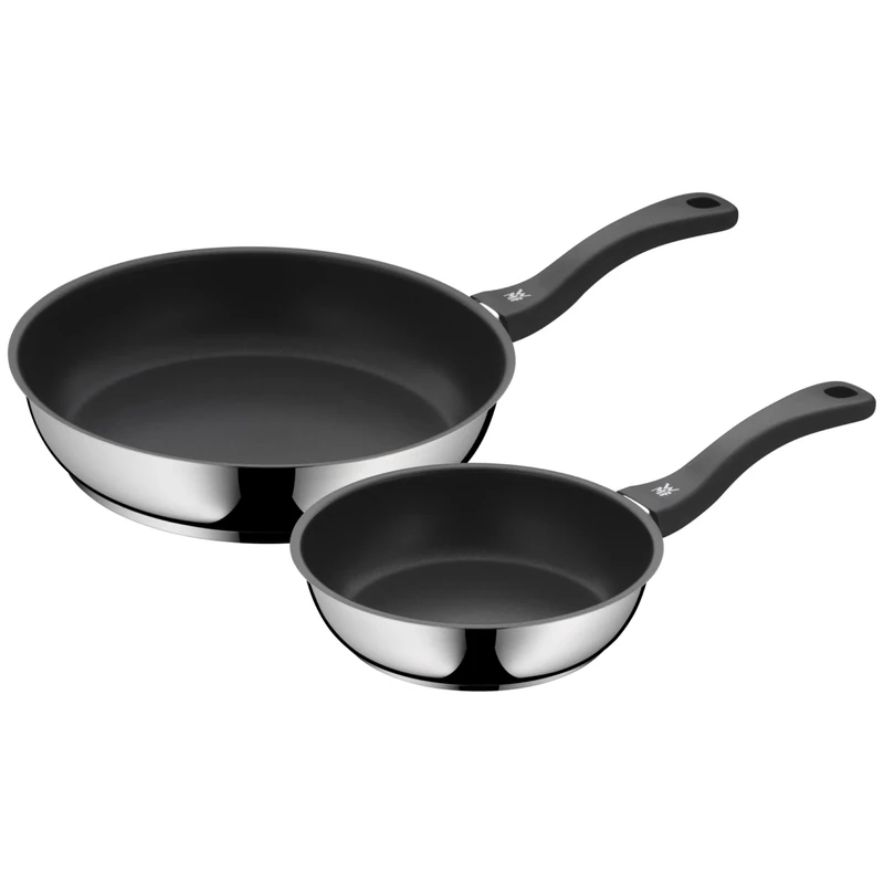 WMF Devil 2-Piece Frying Pan Set 28 cm + 20 cm Induction Frying Pan Cromargan Stainless Steel Coated Plastic Handle
