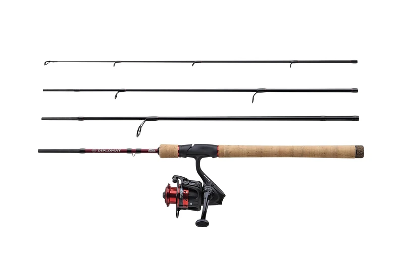Abu Garcia Diplomat V2 Travel Combo, Rod and Reel Combo, Spinning, Lure Fishing, Supplied With Hard Travel Case, Predator Fishing, Pike/Perch/Zander, Unisex, Black/Red, 2.13m | 5-21g