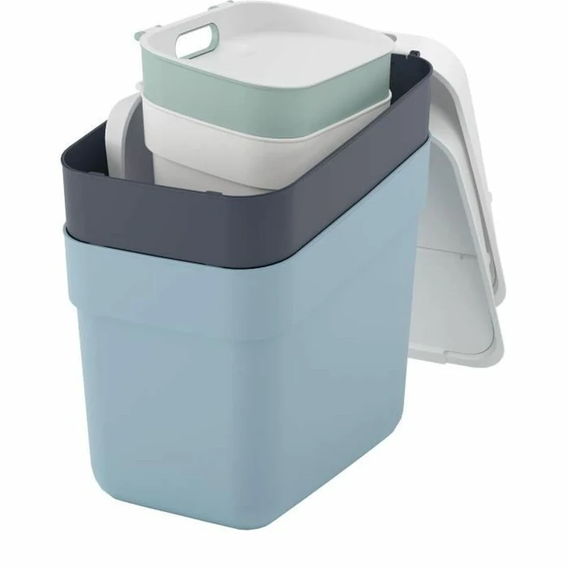 Curver | Set of 4 Plastic Waste Bins Ready to Collect, Classified (White, Dark Grey, Green, Grey-Blue), Pack Colour 2