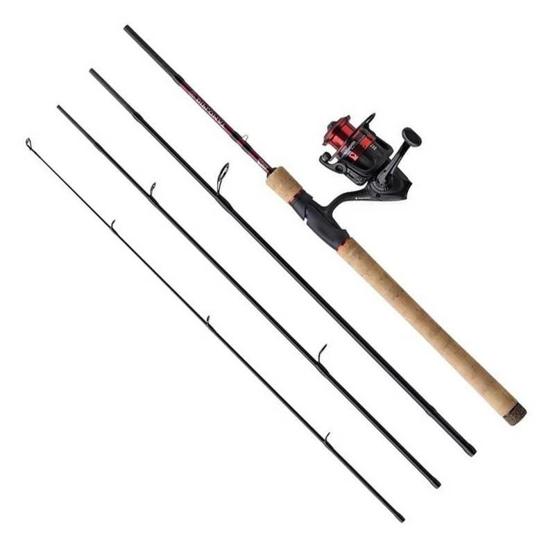 Abu Garcia Diplomat V2 Travel Combo, Rod and Reel Combo, Spinning, Lure Fishing, Supplied With Hard Travel Case, Predator Fishing, Pike/Perch/Zander, Unisex, Black/Red, 2.44m | 10-35g