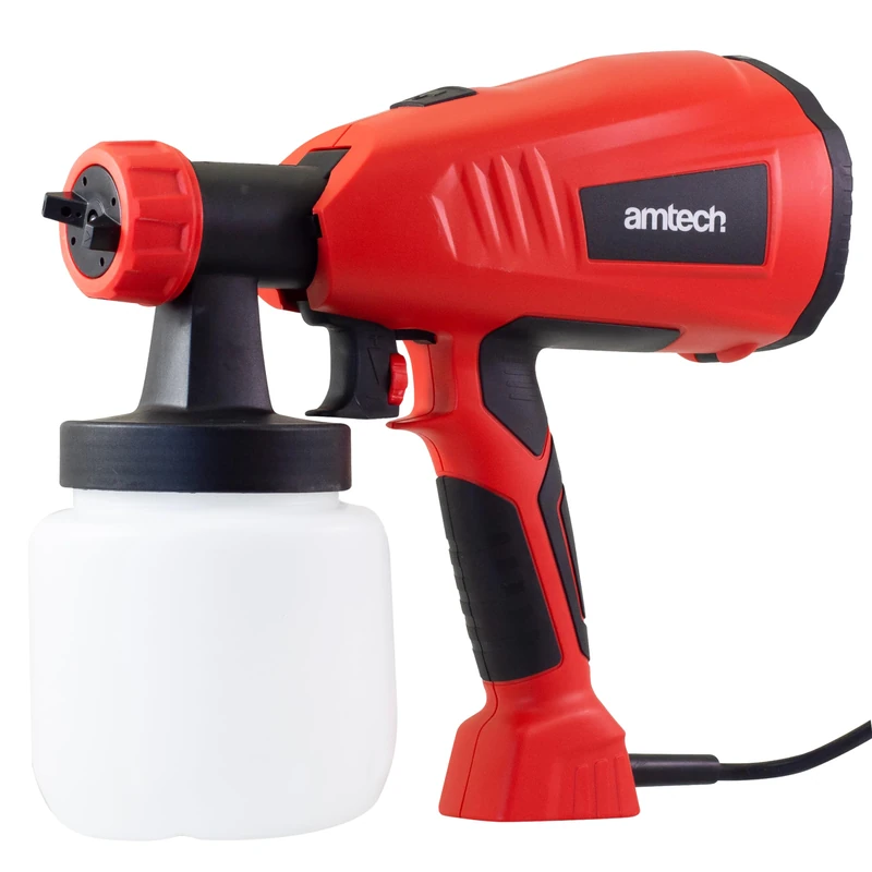 Amtech - HVLP Spray Gun - Paint Sprayer for Walls and Ceilings, Fences and More, 3 Spray Patterns for Full Coverage, Adjustable Flow Rate of 800 ml/min, Easy to Clean, Electric (400W)