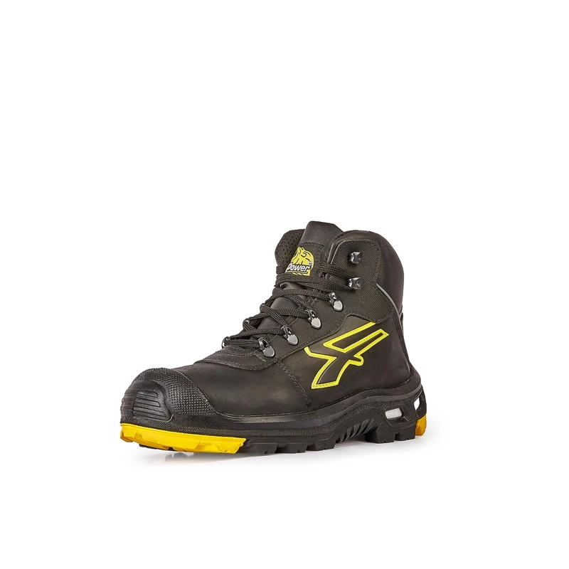 UPOWER RL10524 Linea BAU & Building Model Cosmo High Safety Shoes, S3 HRO HI SRC CI, Black/Yellow, 46 Size