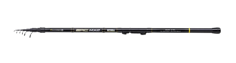 Mitchell Epic MX2 TE-ADJ Telescopic Rod | Adjustable Spinning Fishing Rod for Freshwater & Saltwater | Lightweight, Carbon Blank Travel Rod |For Trout, Bass, Pike & Perch | Black/Gold, 3.9m, 2-12g