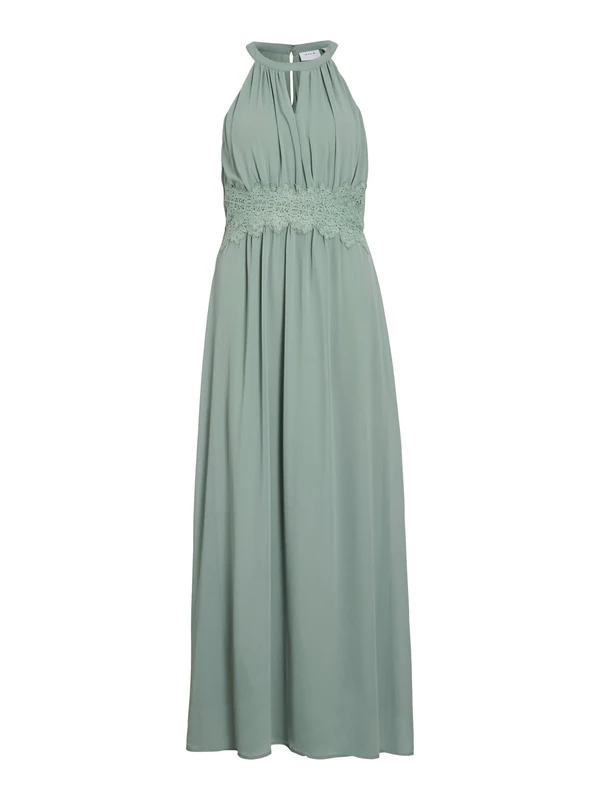 Vila Women's Vimilina Halter Neck Maxi Dress/Su-Noos, Green Milieu/Detail: Elastic, 12