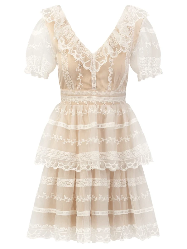 ApartFashion Women's Dress, Cream, Normal, Cream, 14