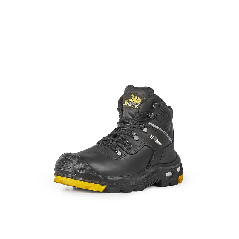 U-Power RL10514 Linea Building & Building Model Ronan Safety Shoes, S3 HRO HI SRC CI, Black/Yellow, 46 Size - Image 1