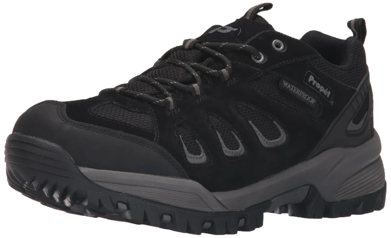 Propet Men's Ridge Walker Low Hiking Boot Ankle Bootie, Black, 8.5 E